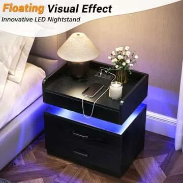 Modern TC-HOMENY Floating Nightstand with LED Lights