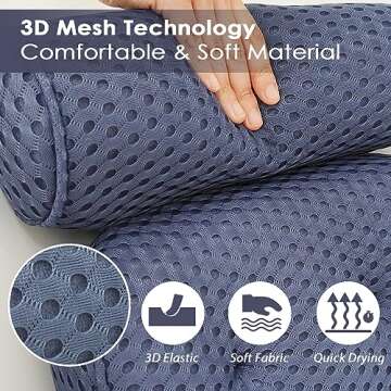 AEROiVi Luxury Bath Pillows for Tub，Bath Pillow Bathtub Pillows for Head and Neck Support Bath Cushion Made from Soft Spacer Mesh Material with Suction Cups (Dark Blue)