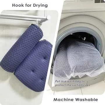 AEROiVi Luxury Bath Pillows for Tub，Bath Pillow Bathtub Pillows for Head and Neck Support Bath Cushion Made from Soft Spacer Mesh Material with Suction Cups (Dark Blue)