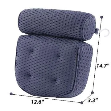 AEROiVi Luxury Bath Pillows for Tub，Bath Pillow Bathtub Pillows for Head and Neck Support Bath Cushion Made from Soft Spacer Mesh Material with Suction Cups (Dark Blue)