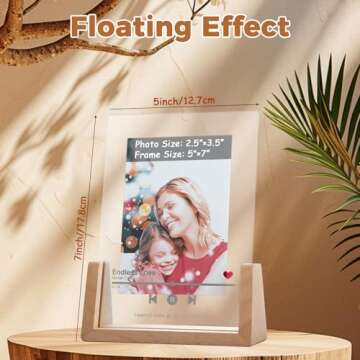 AhaGo Floating Picture Frames, For Multiple Photo Sizes, Tabletop Frames, U Style or Heart Style, 2 ...