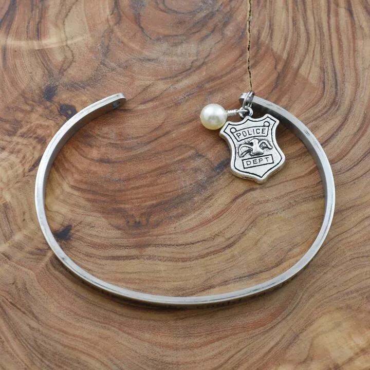 Inspiring Police Officer Bracelet in Stainless Steel