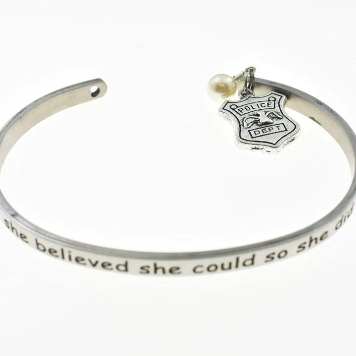 Inspiring Police Officer Bracelet in Stainless Steel