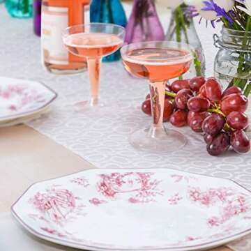 Oasis Creations Plastic Champagne Glasses Set (50 Count) 4 Ounce - Stem Cups 2 Pieces - Ideal for Birthday Party, Wedding Reception and More