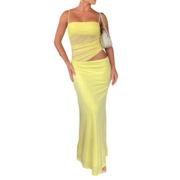 Two Piece Skirt Set for Women - Summer Brunch Vacation Outfits Sleeveless Asymmetrical Mesh Tank Cro...