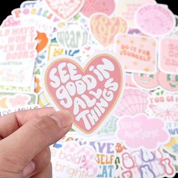 100PCS Pink Motivational Stickers Vinyl Waterproof Stickers for Laptop Bumper Water Bottles Computer...