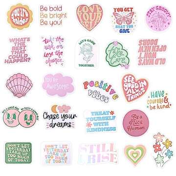 100PCS Pink Motivational Stickers Vinyl Waterproof Stickers for Laptop Bumper Water Bottles Computer Phone Hard Hat Car Stickers and Decals Inspirational Stickers for Adults Women Kids Teen Girls