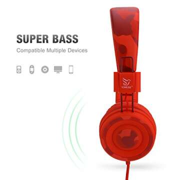 Yomuse C89 Kids Headphones with Microphone, Foldable Design