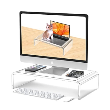 Beimu Acrylic Monitor Stand Riser Acrylic Laptop Stand Riser PC Holder Clear Computer Monitor Stand ...