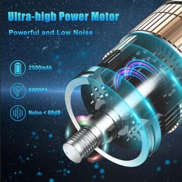 Howtine Cordless Vacuum Cleaner, Handheld Vacuum 9000Pa Strong Suction, USB Rechargeable Air Duster ...