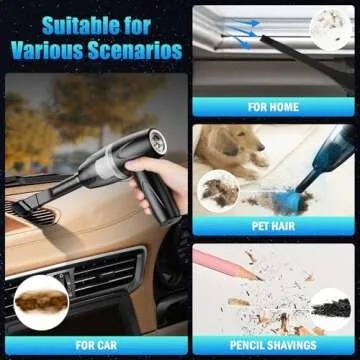 Howtine Cordless Vacuum Cleaner, Handheld Vacuum 9000Pa Strong Suction, USB Rechargeable Air Duster with Multi-nozzles and Air Blower for Home, Car, Office, Pet, Black
