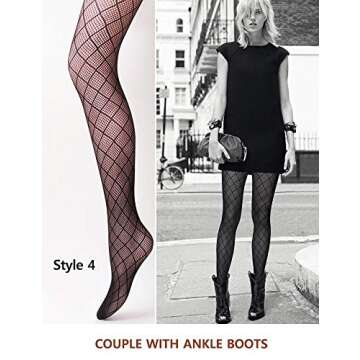 VERO MONTE 4 Styles Womens Argyle Fishnet Pantyhose Tights Diamond Net Stockings
