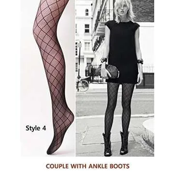 VERO MONTE 4 Styles Womens Argyle Fishnet Pantyhose Tights Diamond Net Stockings