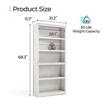 Stylish LINSY HOME 5-Shelf Bookcase for Home Decor