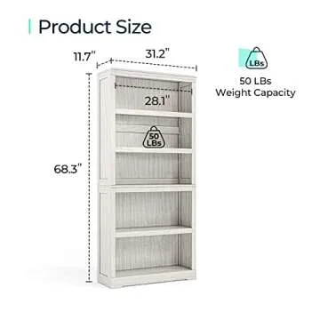 Stylish LINSY HOME 5-Shelf Bookcase for Home Decor