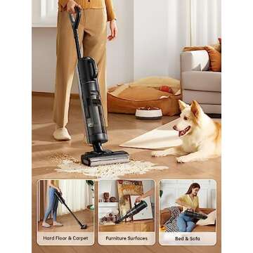 DREAME H12 Dual Smart Wet Dry Vacuum Cleaner, Floor Cleaner Mop Combo 4-in-1 Cordless Vacuum for Mul...