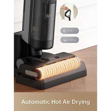 DREAME H12 Dual Smart Wet Dry Vacuum Cleaner, Floor Cleaner Mop Combo 4-in-1 Cordless Vacuum for Multi-Surface, One-Step Self Cleaning with Hot Air Drying, Black