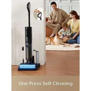 DREAME H12 Dual Smart Wet Dry Vacuum Cleaner, Floor Cleaner Mop Combo 4-in-1 Cordless Vacuum for Multi-Surface, One-Step Self Cleaning with Hot Air Drying, Black