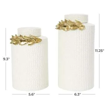 Deco 79 Glam Ceramic Decorative Jars Set - Stylish Storage
