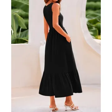 BTFBM Women's Tank Maxi Dress Sleek Summer Style