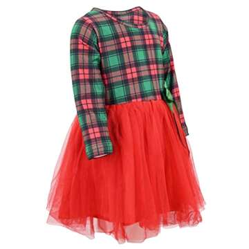 Girls Long Sleeve Tulle Tutu Dresses for Kid and Toddler Christmas Plaid 5 Years