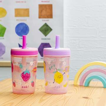 Zak Designs Kelso Toddler Cups 15oz, Fun Leak-Proof Tumblers for Kids at Home or On-The-Go
