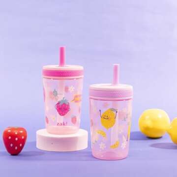 Zak Designs Kelso Toddler Cups - 15oz Leak-Proof Design - Perfect for Kids