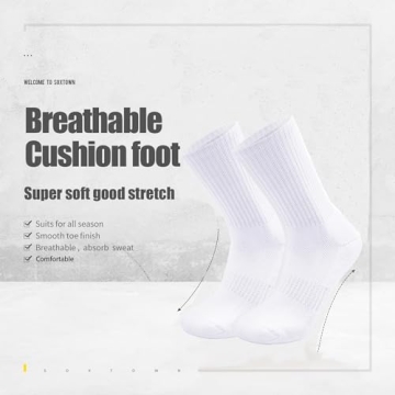 SOX TOWN Unisex Cushioned Crew Socks Comfort & Durability