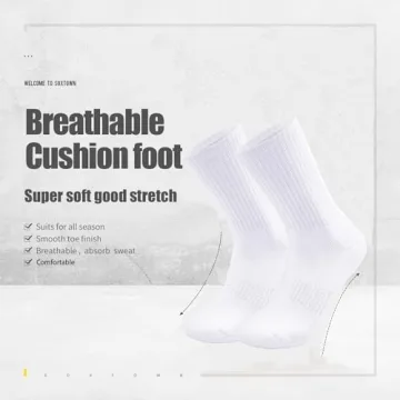SOX TOWN Unisex Cushioned Crew Socks Comfort & Durability