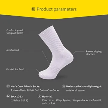 SOX TOWN Unisex Cushioned Crew Socks Comfort & Durability