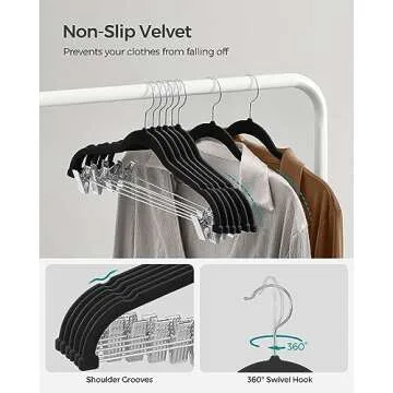 SONGMICS Velvet Hangers 20-Pack with Adjustable Clips