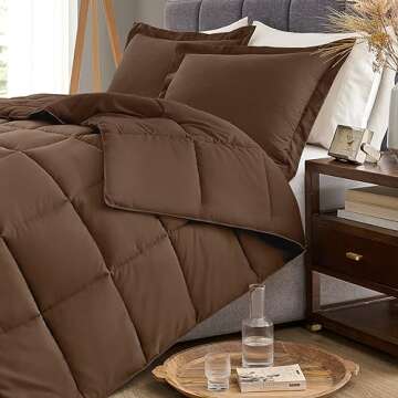 Homelike Moment King Size Comforter Set Brown, Lightweight Comforter Sets King Size Bed, Soft Down A...