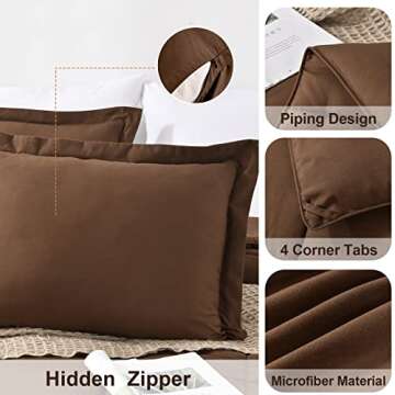 Homelike Moment King Size Comforter Set Brown, Lightweight Comforter Sets King Size Bed, Soft Down Alternative King Bedding Sets All Season 3 Pcs Bed Set, 1 Comforter 106”x90“+2 Shams 20“x36”
