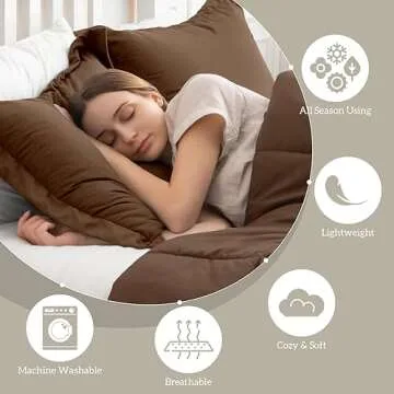 Homelike Moment King Size Comforter Set Brown, Lightweight Comforter Sets King Size Bed, Soft Down Alternative King Bedding Sets All Season 3 Pcs Bed Set, 1 Comforter 106”x90“+2 Shams 20“x36”