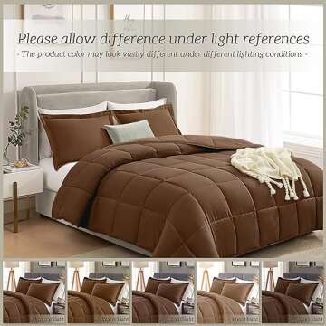 Homelike Moment King Size Comforter Set Brown, Lightweight Comforter Sets King Size Bed, Soft Down Alternative King Bedding Sets All Season 3 Pcs Bed Set, 1 Comforter 106”x90“+2 Shams 20“x36”