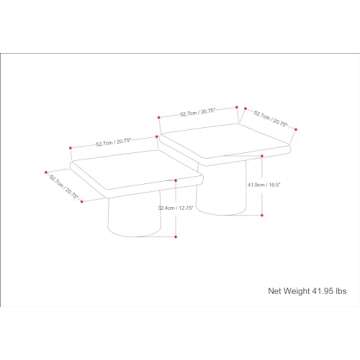 SIMPLIHOME Zachary Coffee Table 2-Piece Set in Graphite and Black Nickel, 20.75-inch Square, Cast Aluminum Modern Industrial Tables for Living Room, Assembled