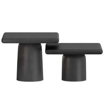 SIMPLIHOME Zachary Coffee Table 2-Piece Set in Graphite and Black Nickel, 20.75-inch Square, Cast Aluminum Modern Industrial Tables for Living Room, Assembled