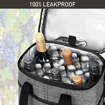 OPUX 6 Bottle Carrier Tote | Insulated Padded Wine Cooler Bag for Travel. Picnic, BYOB | Portable Leakproof Wine Tote Bag for Dinner, Party, Christmas, Wine Gift for Women, Men (Heather Gray)