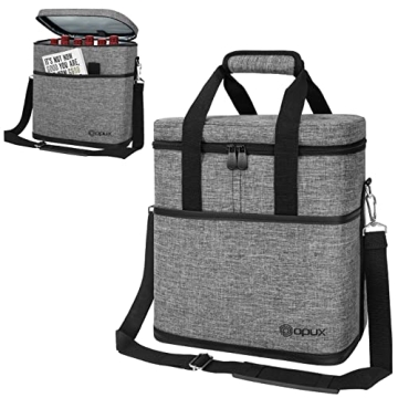 OPUX 6 Bottle Carrier Tote | Insulated Padded Wine Cooler Bag for Travel. Picnic, BYOB | Portable Leakproof Wine Tote Bag for Dinner, Party, Christmas, Wine Gift for Women, Men (Heather Gray)