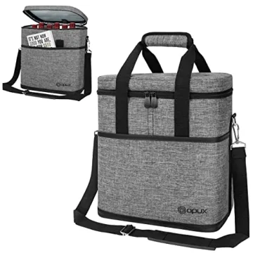 OPUX 6 Bottle Carrier Tote | Insulated Padded Wine Cooler Bag for Travel. Picnic, BYOB | Portable Leakproof Wine Tote Bag for Dinner, Party, Christmas, Wine Gift for Women, Men (Heather Gray)