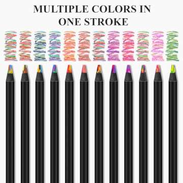 12-Color Rainbow Pencils Set - Unleash Your Creativity with Vibrant Multi-Color Pencils for Adults &...