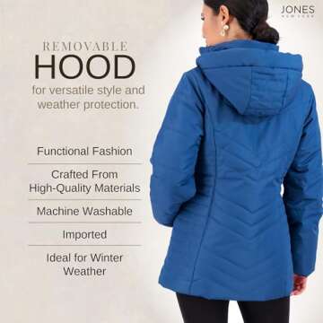 Stylish Women's Puffer Jacket with Removable Hood