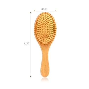 AYCBNB Bamboo Hair Brush for Hair Growth, Detangler Hairbrush with Natural Bamboo Bristles, Wooden Paddle Brush for Scalp Massage, All Hair Types, for Women, Men, and Kids