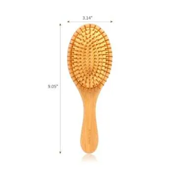 AYCBNB Bamboo Hair Brush for Hair Growth, Detangler Hairbrush with Natural Bamboo Bristles, Wooden Paddle Brush for Scalp Massage, All Hair Types, for Women, Men, and Kids