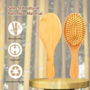AYCBNB Bamboo Hair Brush for Hair Growth, Detangler Hairbrush with Natural Bamboo Bristles, Wooden Paddle Brush for Scalp Massage, All Hair Types, for Women, Men, and Kids