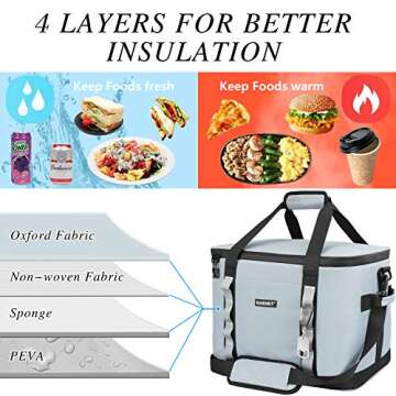 GARDRIT 60 Can Large Cooler Bag - Collapsible Insulated Lunch Box, Leakproof Cooler Bag Suitable for...
