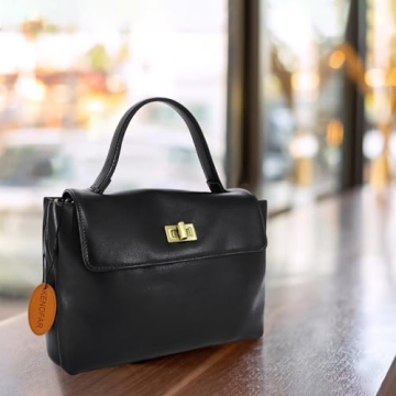 Stylish KENOFAR Leather Tote Bag for Women in Black
