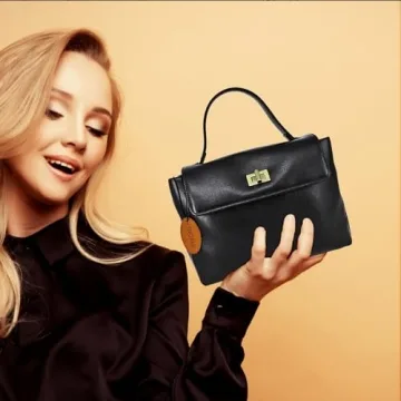 Stylish KENOFAR Leather Tote Bag for Women in Black