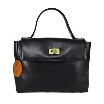 Stylish KENOFAR Leather Tote Bag for Women in Black