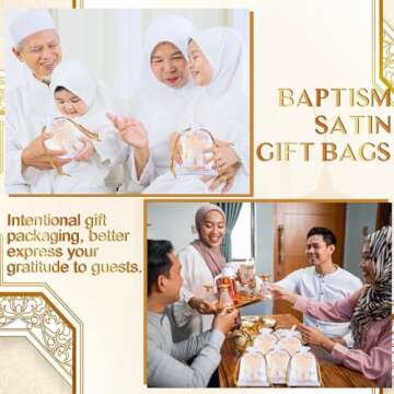 Coume 30 Pcs Eid Ramadan Mubarak Satin Gift Bags with Drawstring 5 x 7 Inch Silk Eid Party Favor Jewelry Pouches for Ramadan Supplies Candy Bags Muslim Party Decoration